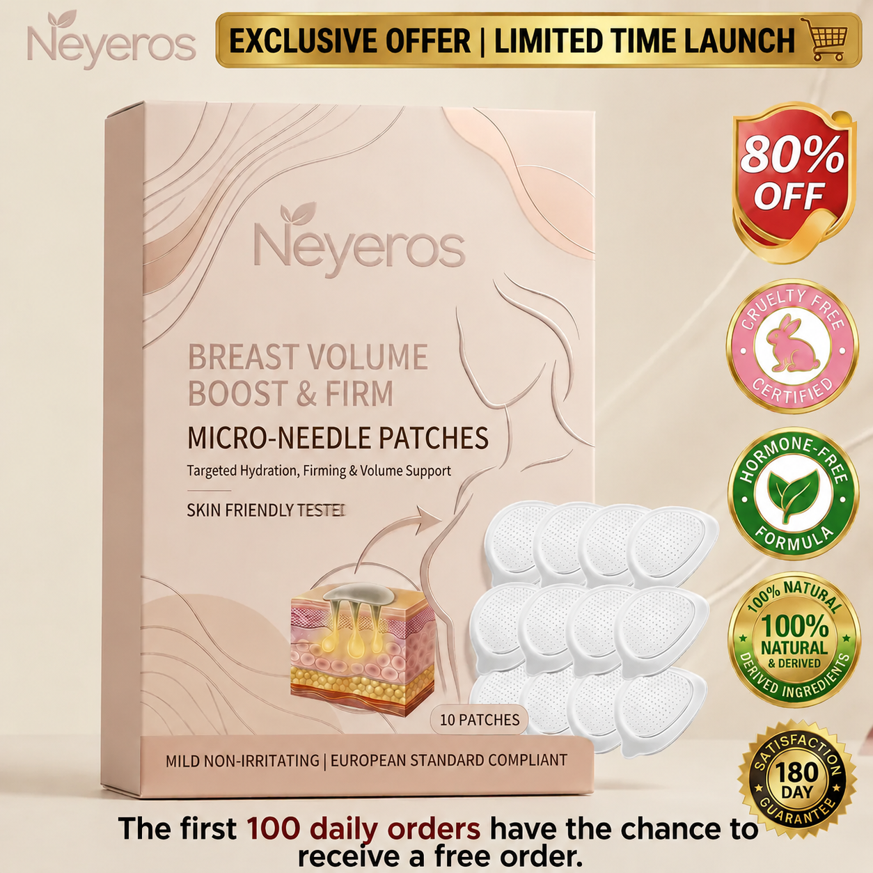 Neyeros® Targeted Breast Enhancement Advanced Nano Microneedle Patch
